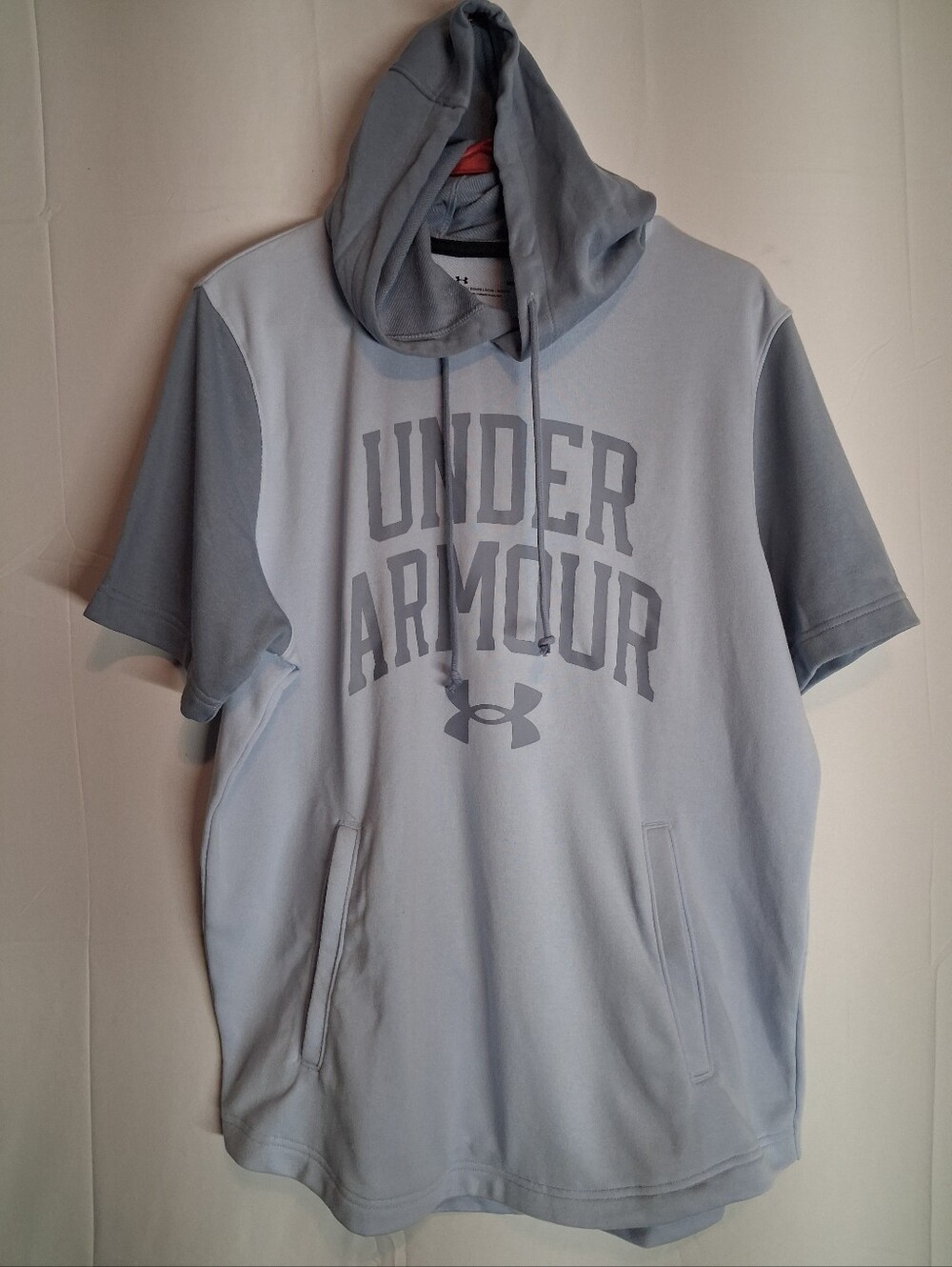 Under Armour Loose Fit Short Sleeve Hoodie Sweatshirt Light Blue Sz M